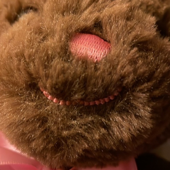 Brown stuffed bunny with pink ears, bow & feet 3 & up - Picture 6 of 13